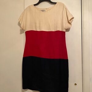 Colorblock Dress in Cream, Red, and Black